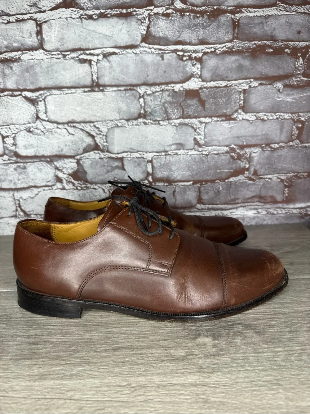 Cole Haan Benton Brown Leather Cap Toe Lace Oxfords Dress Shoes Men 10M US/43EU
